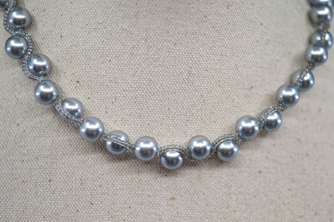 ☆TATIANA☆ Silver 925 Blush Pearl Beads Necklace NZ2442 Silver Navajo Pearls Statement Necklace & Earring Set by