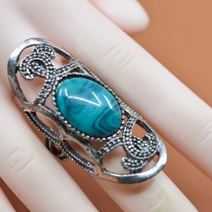 Silver tone with blue bead, womens, ring, size 9 1/2