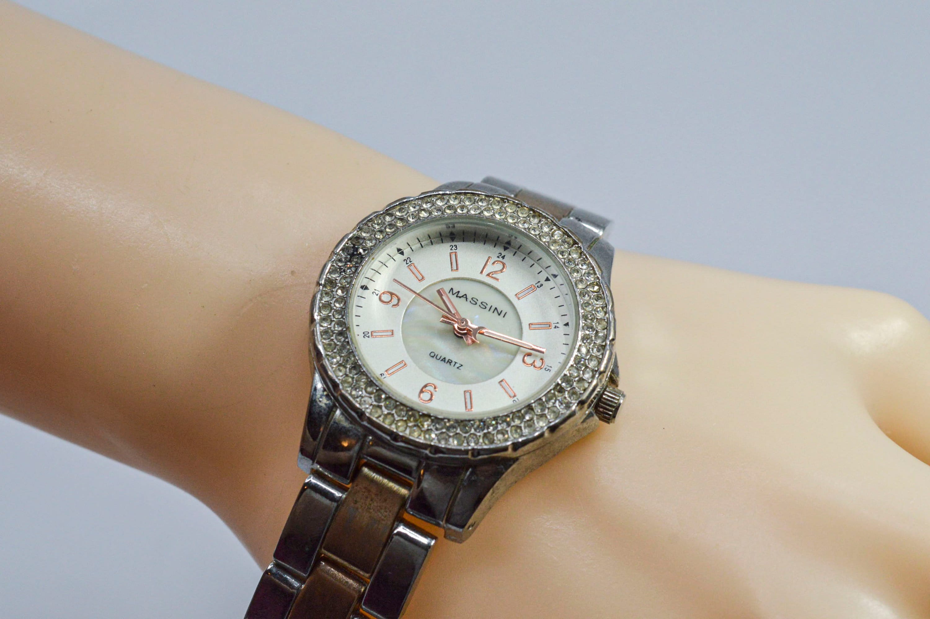 ?Gorgous Gold & Silver Toned Massini Watch ? Massini Two Tone With Mop Dial and Crystals Womens Wrist  main image 4