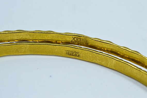 Gold tone 12 KGF pair bangle bracelets - image 5