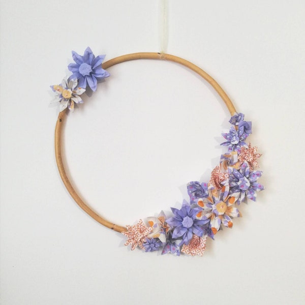 Couronne de fleurs en origamis personnalisable