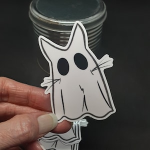 Cat ghost sticker, cute Halloween decal, pastel goth cat ghost sticker, cute witchy decal, cute Halloween sticker
