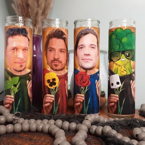 Hanson Saint candles, Taylor Hanson Saint candles, Zac Hanson Saint candle, Isaac Hanson Saint candle, Puff Broccoli Saint candle