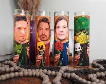 Hanson Saint candles, Taylor Hanson Saint candles, Zac Hanson Saint candle, Isaac Hanson Saint candle, Puff Broccoli Saint candle