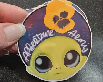 Albertane Army pansy alien sticker, Hanson day sticker, cute Hanson band merch, cute Hanson day sticker