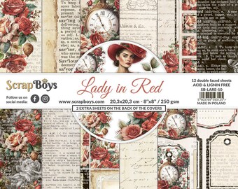 LADY In RED, Scrapboys 12x12 Double Sided Designer Scrapbooking