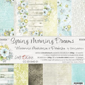 SPRING MORNING DREAMS, Craft O'Clock, Paper Collection Set 12"x12", 250 gsm (6 double-sided sheets, bonus elements on the cover)