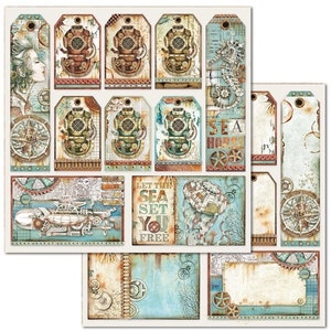 Bloc Papier Double Face Stamperia 12x12 Pouces - 10 Designs Différents (Thème Sea Land)