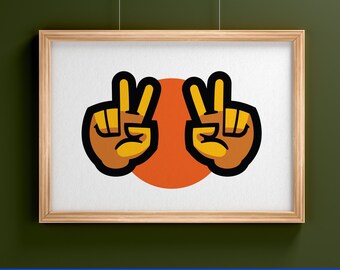 Abstract 'Peace Sign' Hands Modern Illustration printable poster
