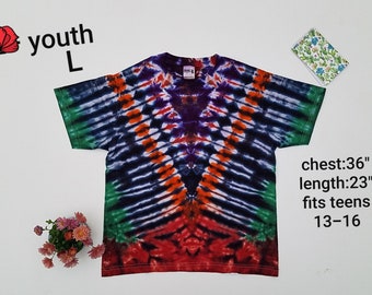L Jugend Größe Tie Dye Shirt für Kinder, Einzigartiges Geburtstagsgeschenk für Kinder, einzigartiges Tie Dye Shirt Jungen und Mädchen, handgemachtes Shirt Kinder, Geschenk für Kinder