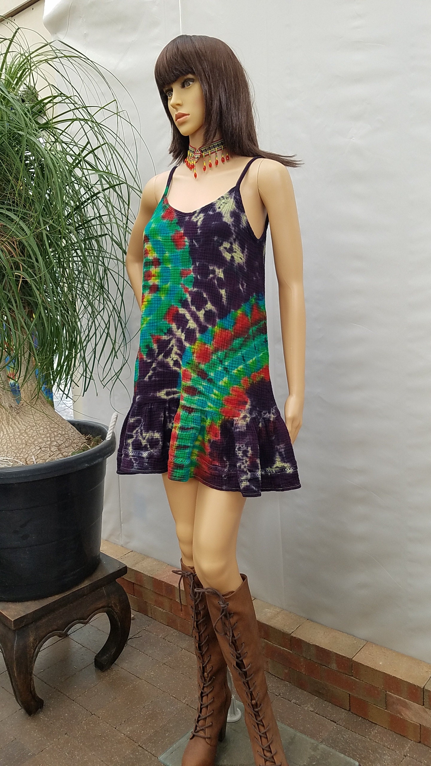 Purple Tie Dye Dress Sleeveless Small,tie Dye Dress Knee Length Soft ...