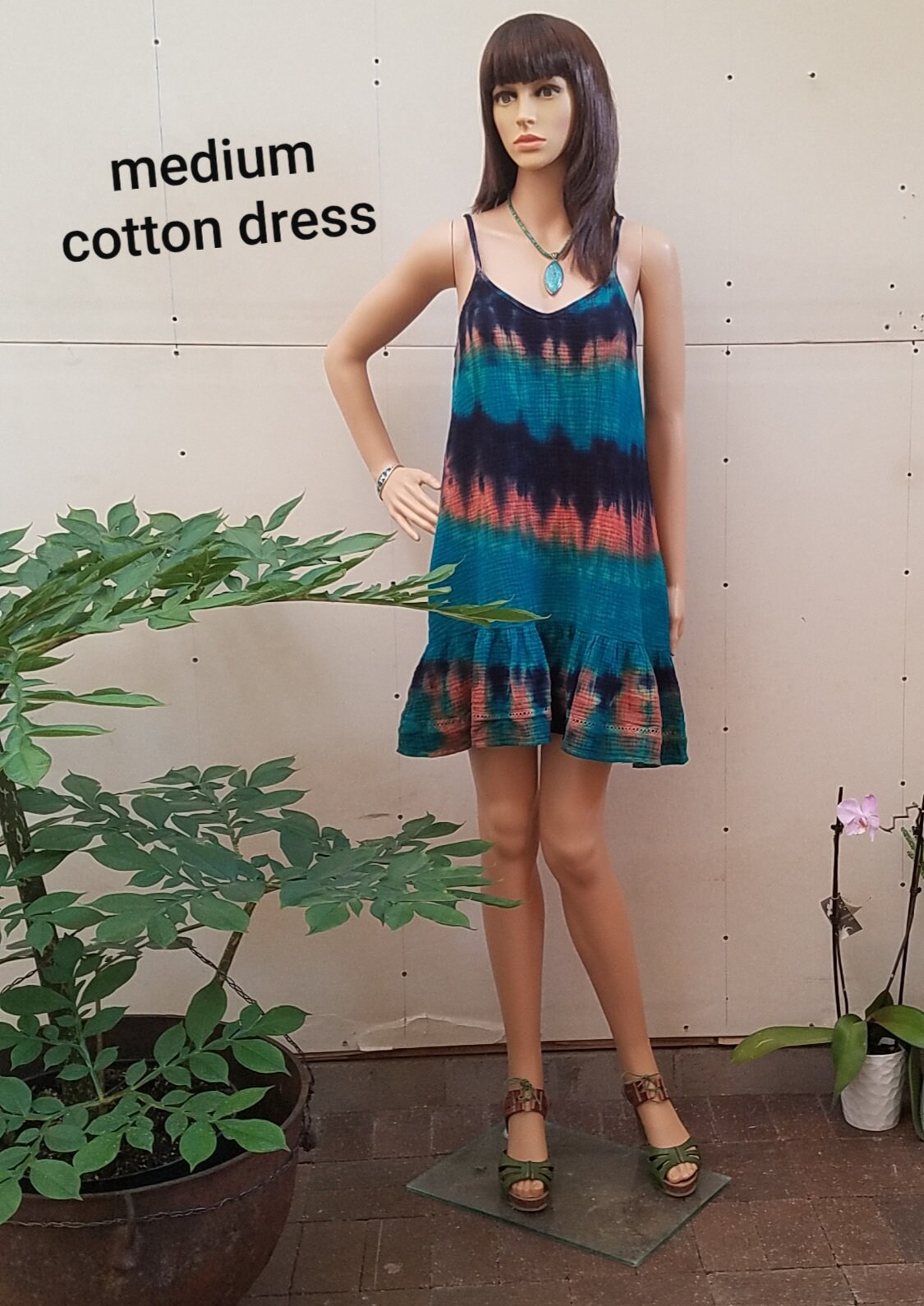 Tie Dye Sundress Woman Mediumaqua Blue 