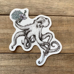 Octopus with Flowers Sticker