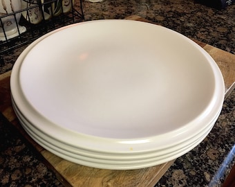 SET of (4) Vernon Kilns ULTRA CALIFORNIA 12.25" White Dinner Plates / Platters