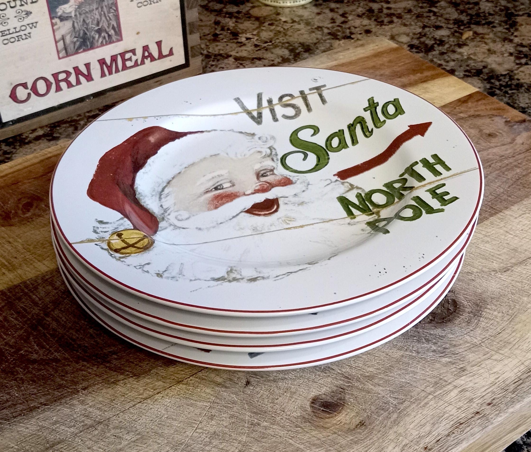 SET of (4)  Sakura David C Brown Signs Of CHRISTMAS 8.25" Salad Dessert Plates