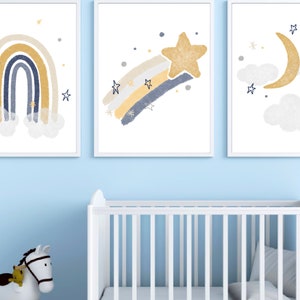 Nursery, Planet, Stars, Moon Digital Wall Art