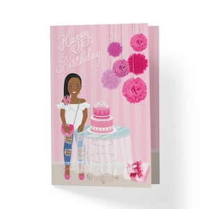 Melanin Birthday Card for Black Girl, Pink Themed Birthday Card, Black Girl Magic Card, Happy Birthday African American Greeting Card