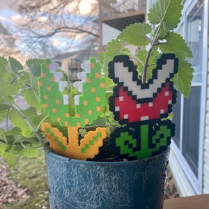 Piranha Plant Garden Stake Planter Decorations Perler - Super Mario Bros