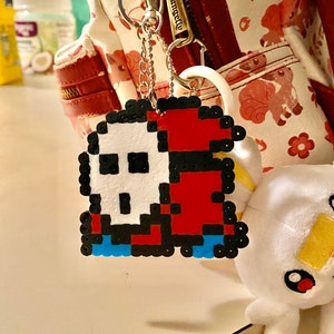 Shy Guy from Super Mario Bros 2 - Perler Keychain or Magnet