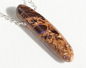 Boulder Opal Fossil Silver Necklace