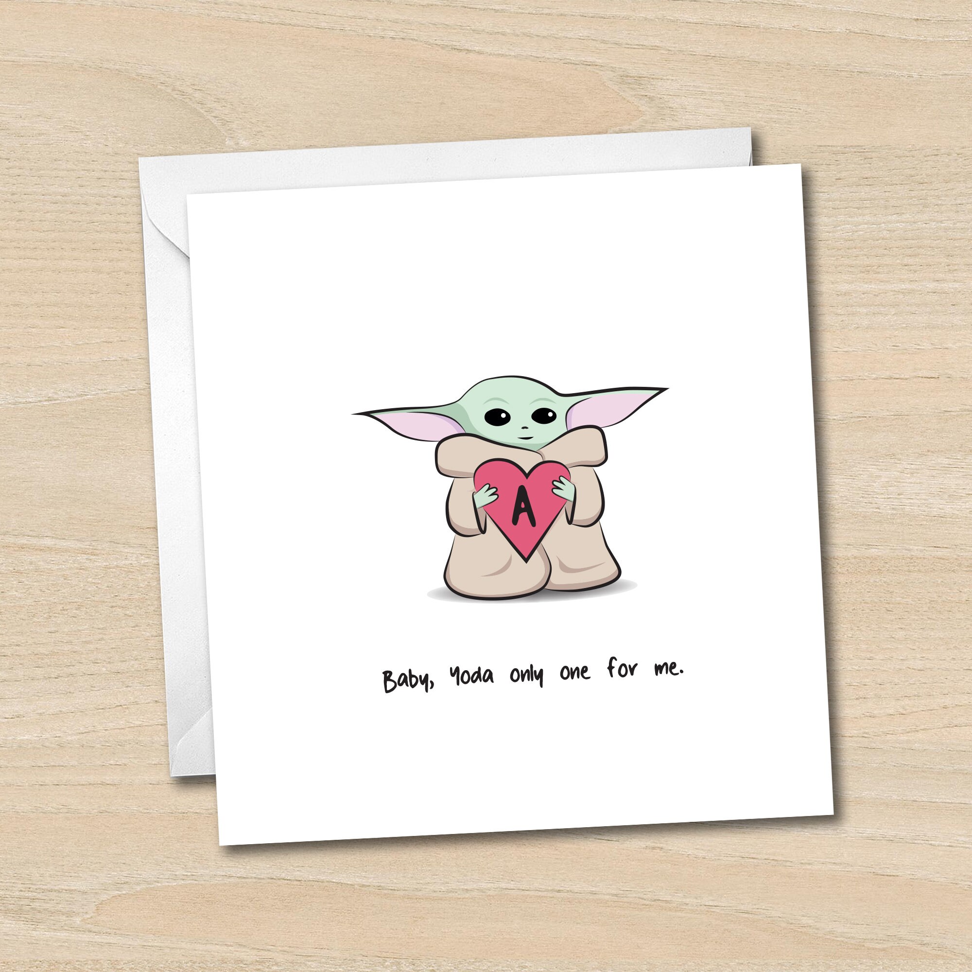 Baby Yoda Personalised Valentines / Birthday Card - Mandalorian - Sta…