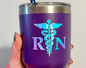 Registered Nurse Caduceus Sticker, Healthcare RN Permanent Vinyl Decal