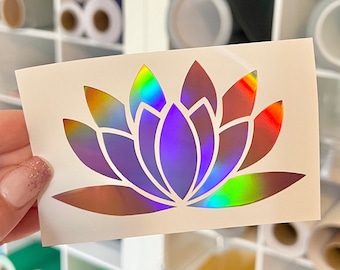 Lotus Floral Sticker, Yoga Permanent Vinyl Decal