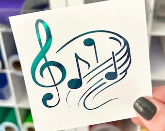 Treble Clef Sticker, Music Note Permanent Vinyl Decal