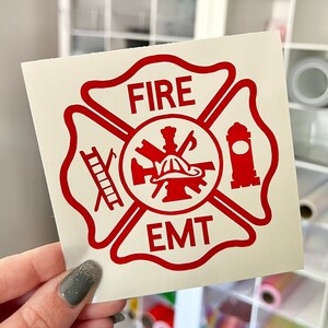 Fire EMT Sticker, Fire EMT Decal, Firefighter Car Window Decal, Fire ...