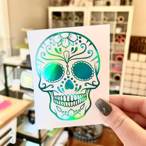 sugar skull sticker, sugar skull skull decal, skull car window decal, skull tumbler sticker, skull vinyl decal, permanent vinyl sticker