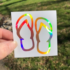 flip flop sticker, flip flop decal, tropical sticker, beach sticker, beach car window decal, ocean tumbler sticker, permanent vinyl sticker