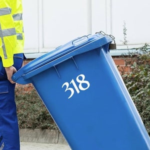 Trash Number Sticker, Trash Can Permanent Vinyl Decal
