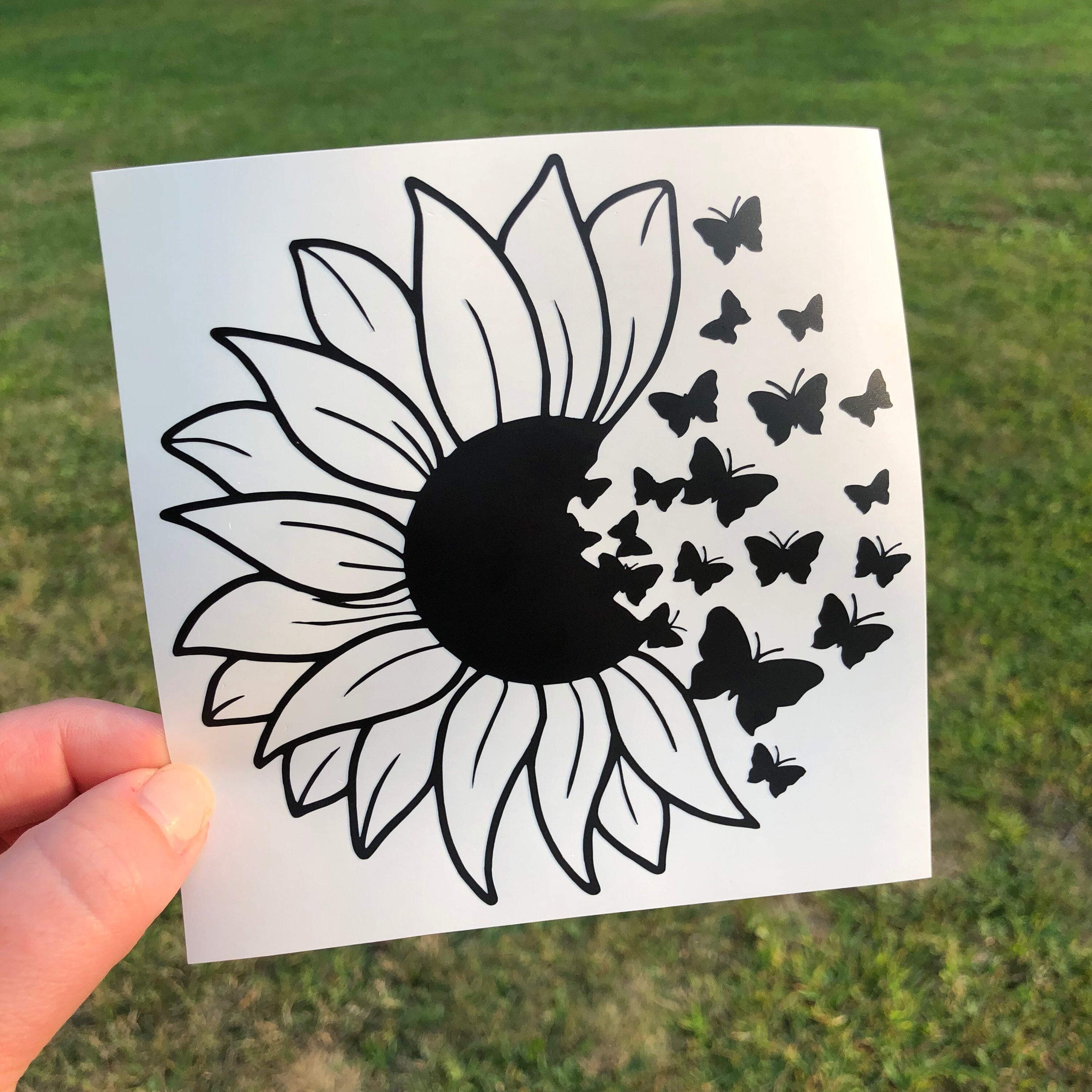 Sunflower butterfly vinyl decal transfer sticker for water Etsy