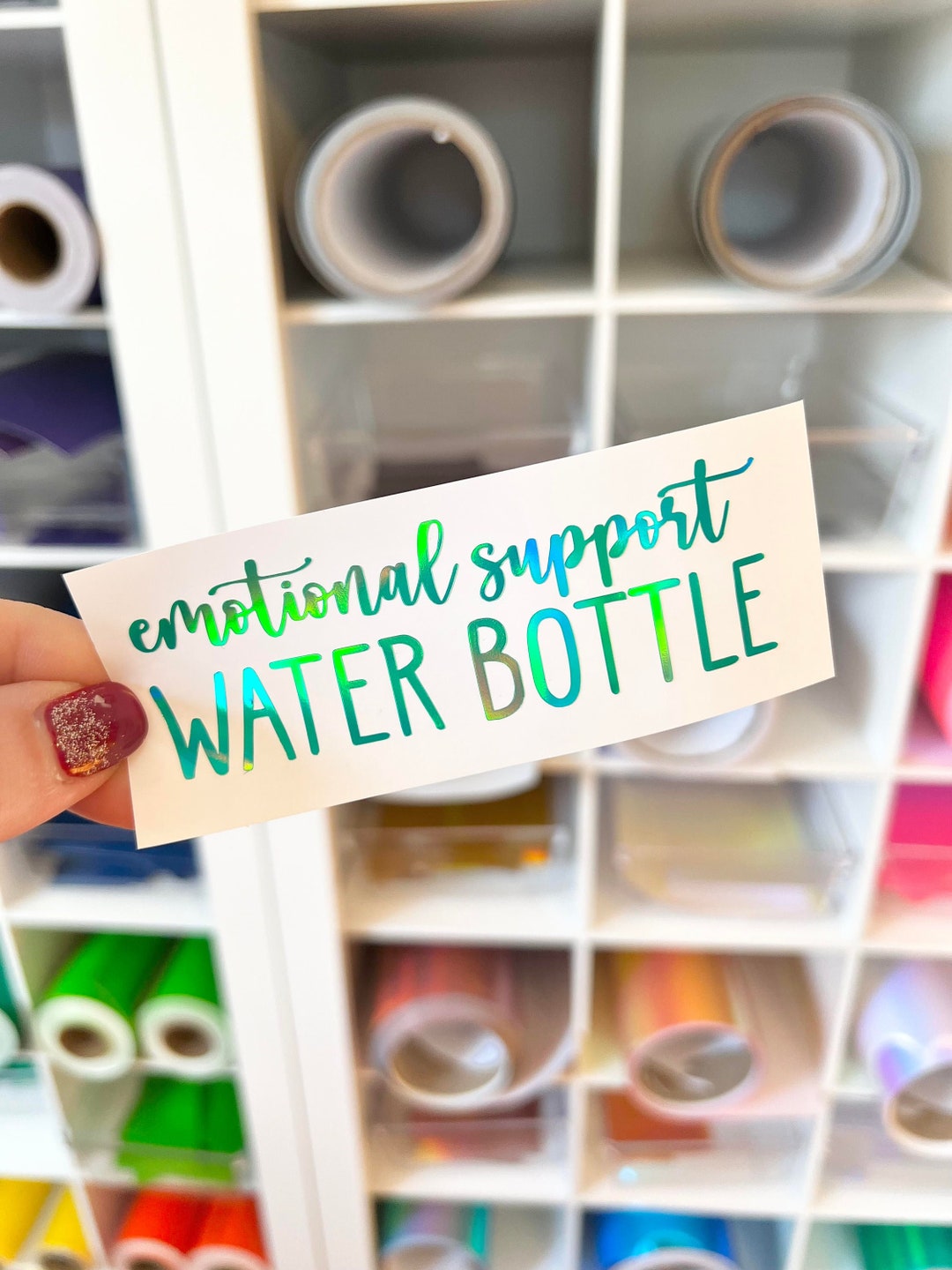 Emotional Support Water Bottle Sticker, Anxiety Mental Health Permanent ...