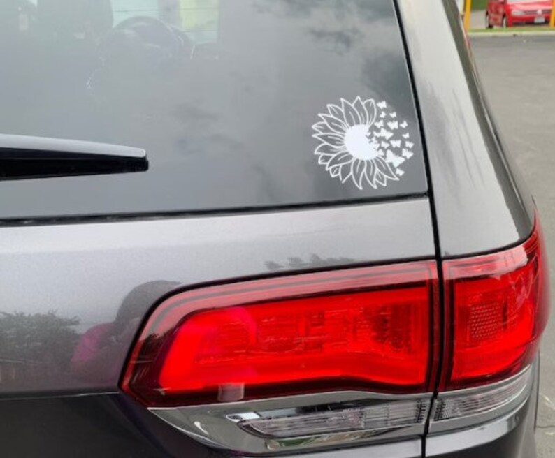 Sunflower Butterfly Sticker Sunflower Decal Floral Butterfly Etsy