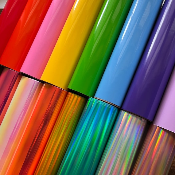 Permanent Adhesive Vinyl Rolls, Glossy and Holographic Vinyl for Craft Cutting Machine