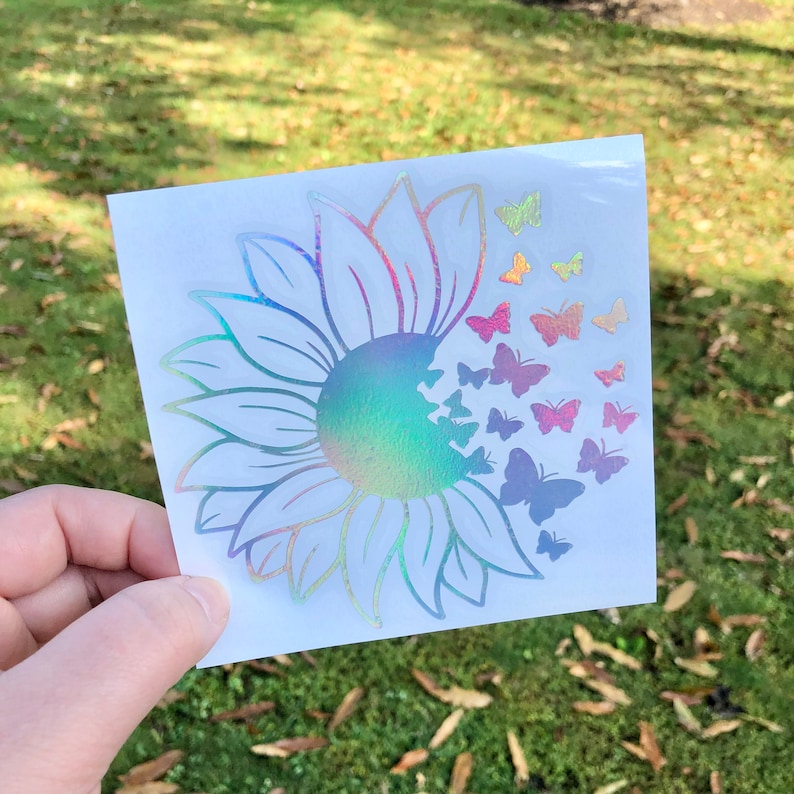 Sunflower Butterfly Sticker Sunflower Decal Floral Butterfly Etsy