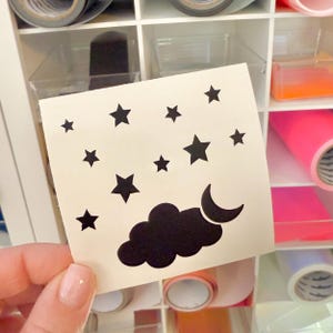 night sky sticker, moon and stars sticker, moon decal, sky decal, moon car window decal, moon tumbler sticker, permanent vinyl sticker