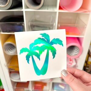 palm tree sticker, palm tree decal, tropical sticker, beach sticker, beach car window decal, ocean tumbler sticker, permanent vinyl sticker