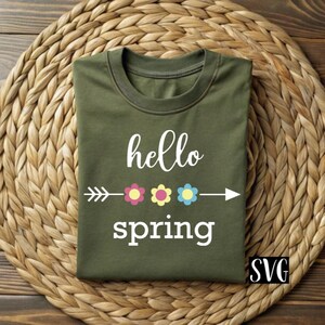 Hola primavera svg, archivo de diseño de jardín de flores, descarga digital SVG
