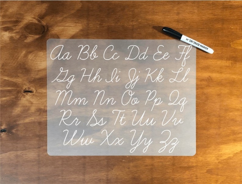 Dry erase cursive alphabet tracing mat for kids back to | Etsy