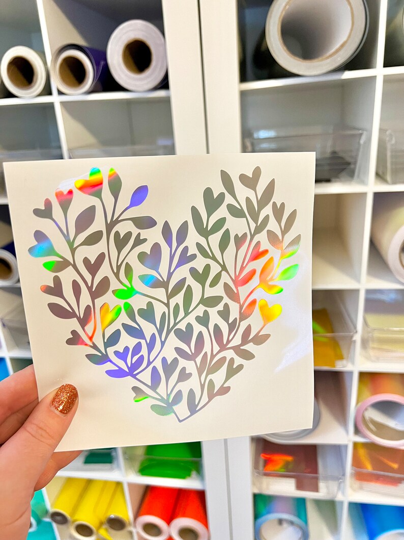 Floral Heart Sticker, Flower Permanent Vinyl Decal - Etsy