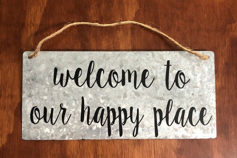 to our happy place metal farmhouse style sign Etsy