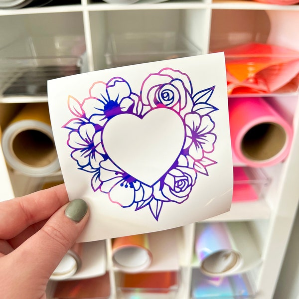 floral heart sticker, floral heart decal, heart car window decal, heart tumbler sticker, heart vinyl decal, permanent vinyl sticker