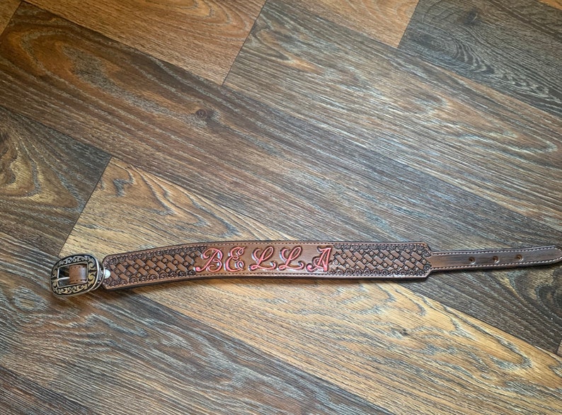 Custom Tooled Leather Dog Collar Etsy