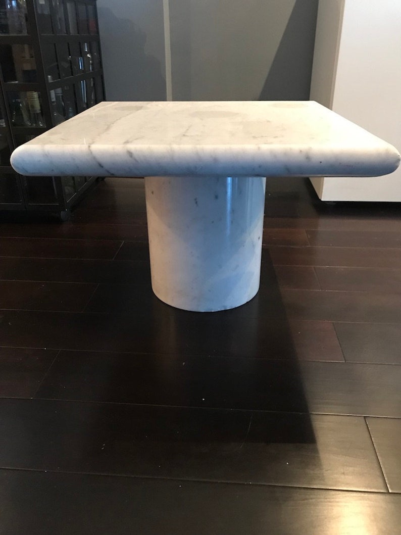 Square Marble Extra Coffee Table Round Marble Base