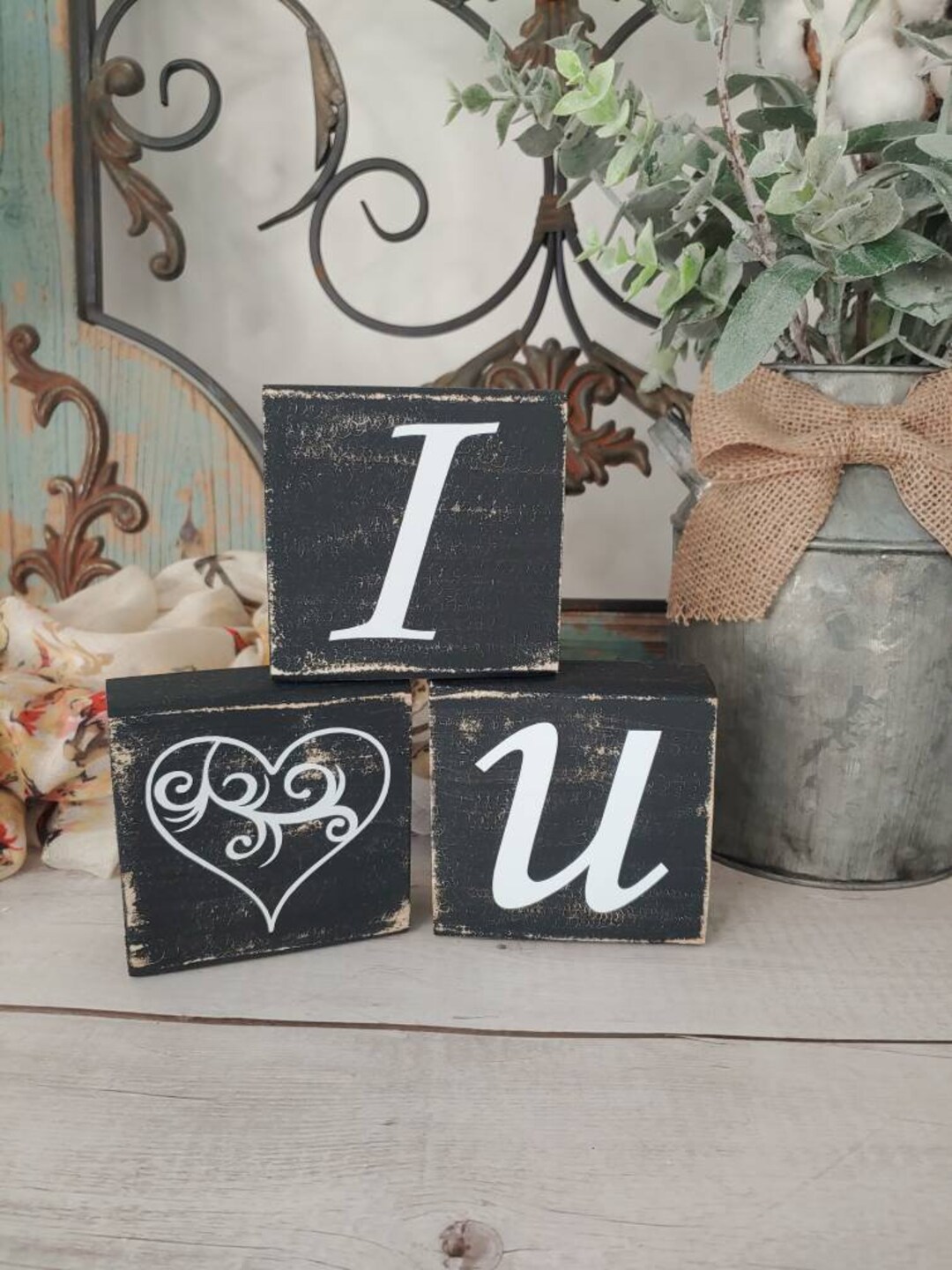 I Love You Wooden Blocks Rustic Signs Farmhouse Home Decor Etsy