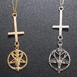 Collar de Baphomet con cruz invertida