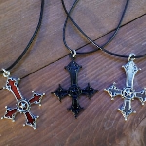 Inverted Cross Necklace, Upsidedown Cross Necklace, Satanic Necklace