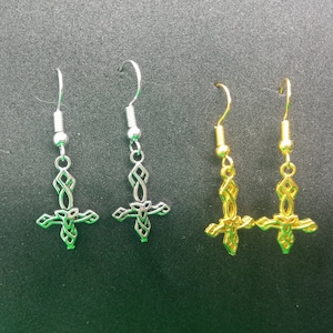 Discreet Inverted Cross Earrings, Small Upsidedown Cross Earrings, Hypoallergenic Inverted Cross